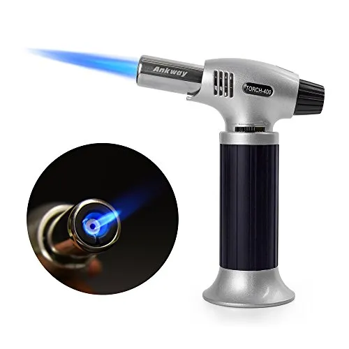 Ankway Flambierbrenner Bunsenbrenner Blowtorch mit Sicherheitsschloss, Einstellbarer und Nachfüllbarer Küchenbrenner für Hausgemachte Creme Brulee, Dessert, Camping, Grillen (Butane Not Included)