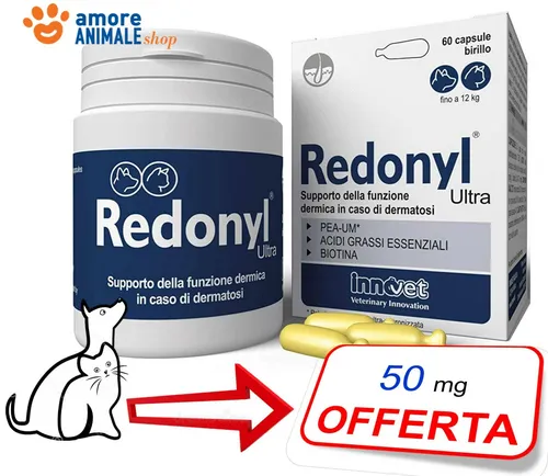 Redonyl Ultra 50 Mg - 60 Kapseln für Hunde - Vitamine & Zusätze zur Förderung des Wohlbefindens von Hunden, unterstützt Haut- und Fellgesundheit mit einer speziellen Formel aus Italien.