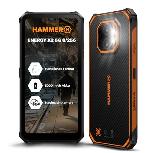 Hammer Energy X2 5G Outdoor Handy – Robust und leistungsstark - Entdecken Sie das Hammer Energy X2 5G: Ein extrem robustes Outdoor Handy mit 6,1" Display, IP69-Schutz und 5000mAh Akku. Ideal für Abenteuer und Baustellen – bleib verbunden, egal wo!
