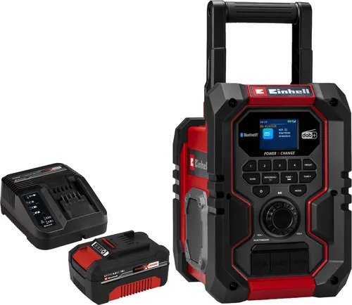 EINHELL Akku-Radio TE-CR 18 Li DAB+ - Robustes Baustellenradio mit DAB+, FM und Bluetooth. Teil der Power X-Change Familie, IP65 geschützt und ideal für Outdoor-Einsätze.