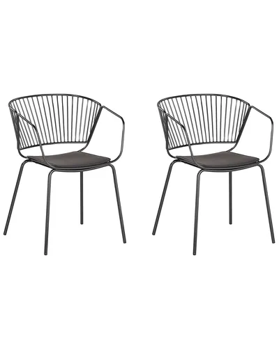 BELIANI Set mit 2 Esszimmerstühlen aus Kunstleder in Schwarz - Moderne Esszimmerstühle mit robustem Metallgestell und bequemen Kunstleder-Sitzpolstern. Ideal für Küche oder Essbereich, pflegeleicht und stilvoll.