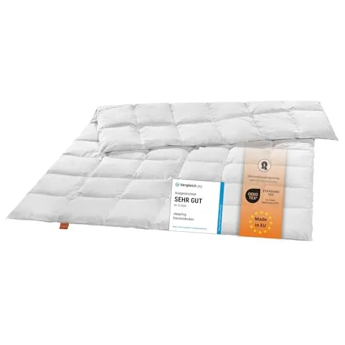sleepling 194633 medium Ganzjahresdecke - Bettdecke aus 90% neuen weißen Daunen, ideal für die Übergangszeit, Ökotex-zertifiziert und garantiert ohne Lebendrupf.