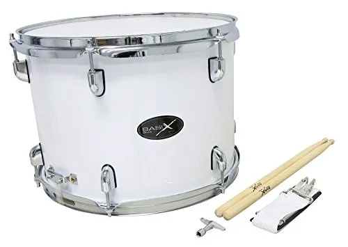 GEWA Marching Tenordrum 14 x 10" - Holzkessel in Weiß - Snaredrum mit kraftvollem Klang dank 6-lagigem Holzkessel, ideal für Musiker jeder Größe. Inklusive Trageriemen und Trommelstöcken für sofortigen Spielspaß.