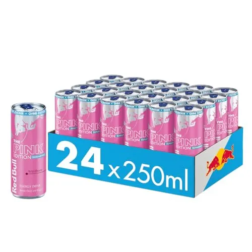 Red Bull Energy Drink Pink Edition (Sugarfree) - 24er Palette - Energy Drinks mit Waldbeere-Geschmack, zuckerfrei und vitalisierend dank 80mg Koffein pro Dose. Perfekt für einen Energieschub!