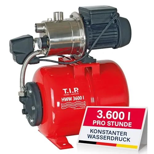 T.I.P. HWW 3600 i Hauswasserwerk - Wasserpumpen, selbstansaugende Pumpe mit Jet-Hydrauliksystem, thermischem Überlastschutz und langlebigem Edelstahl-Pumpengehäuse für optimale Effizienz.