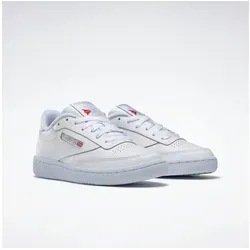 Reebok Damen Club C 85 Sneaker - Elegante weiße Sneaker in Größe 40.5 EU - Damen-Sneaker mit hochwertigem Leder-Obermaterial für optimalen Halt und eleganter Silhouette. EVA-Zwischensohle bietet hervorragende Dämpfung und Komfort.