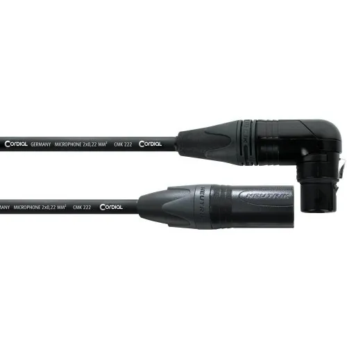Cordial XLR 90° Kabel 5m - Neutrik Stecker - Hochwertiges 5m XLR Kabel mit 90° Anschluss, ideal für professionelle Audio-Anwendungen. Robuste Verarbeitung und exzellente Signalübertragung.