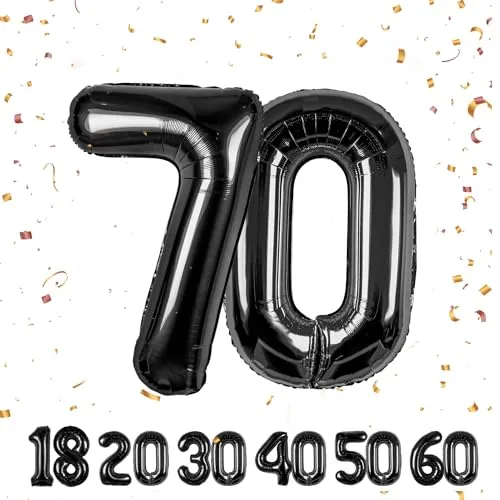 Geburtstag zahlen luftballon 70 jahre | Folienballon Schwarz- Folienballon in 40"-101cm Geburtstagsdeko - Ballon Zahl Deko zum Geburtstag fliegt mit Helium für Männer Frauen 70.Geburtstags