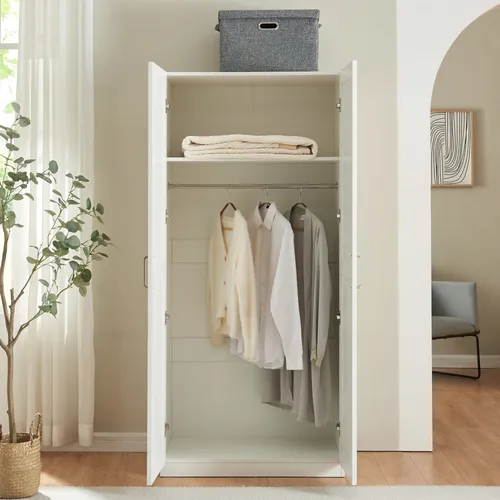 [en.casa] Kleiderschrank Finning 2-türig 176 x 80 x 52 cm - Kleiderschrank mit elegantem Design, großzügigem Stauraum und praktischer Garderobenstange für knitterfreie Aufbewahrung – ideal für jede Einrichtung.