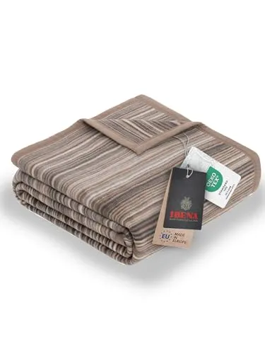 Ibena Malang Wolldecke 150x200 cm - Kuschelige Baumwollmix-Decke in Braun-Grau - Tagesdecken, weich, warm & waschbar – ideal für gemütliche Abende auf der Couch oder als stilvolle Dekoration.