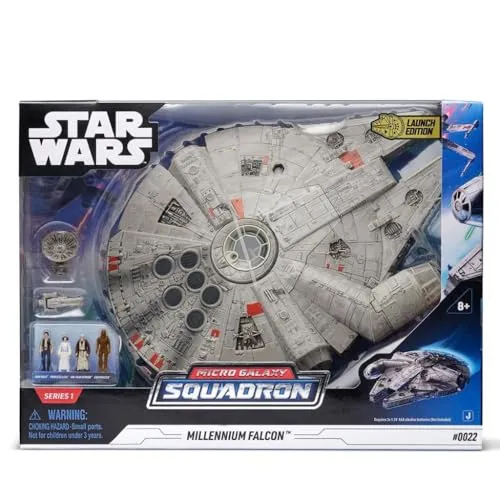 Disney Star Wars Micro Galaxy Squadron Millennium Falcon 23cm - Sammler-Edition - Action- & Spielfiguren, detailgetreue Nachbildung des Millennium Falcon, ideal für Star Wars Fans und Sammler