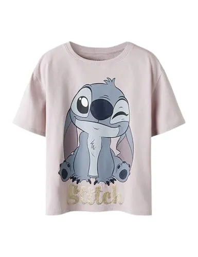 NAME IT Mädchen Nkfakun Stitch Ss Nreg Top Box Noos Wdi, Burnished Lilac, 116 cm