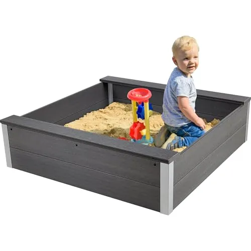 dobar® WPC Sandkasten - Witterungsbeständige Sandkiste für den Garten - Sandboxen mit langlebigem WPC-Material, zwei bequemen Sitzflächen und sicherer Verarbeitung für unbeschwerten Spielspaß im Garten.