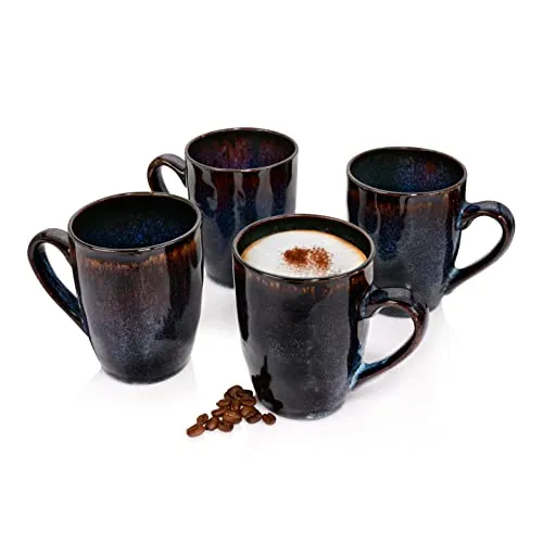 Sänger Kaffeetassen Set Tokio 4 tlg - Handmade Steingut - Kaffeeservice aus hochwertigem Steingut, spülmaschinenfest und mit einzigartigem Handmade-Look. Ideal für stilvollen Kaffeegenuss mit 4 ergonomischen Bechern.