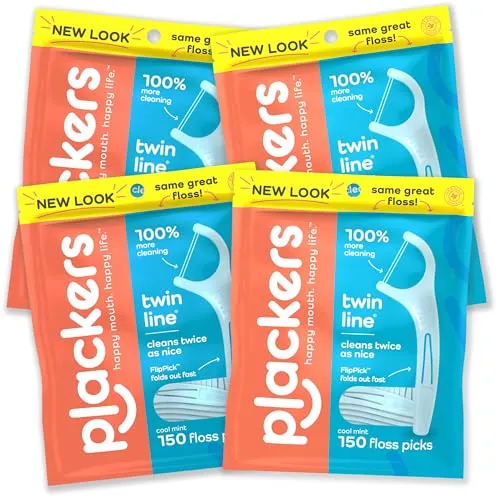 Plackers Twin-line Zahnseide Picks, 150 Stück (4 Stück), Limited Edition