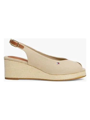 Tommy Hilfiger FLAG MID WEDGE ESPAD SLINGBACK Keilsandalette - Wanderschuhe mit modischem Design, verstellbarer Schnalle und bequemem Keilabsatz für stilvolle Sommerabenteuer.