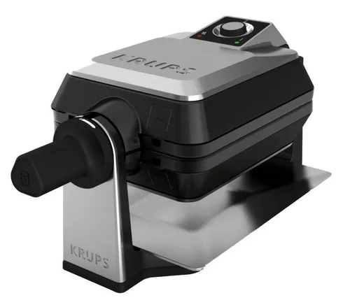 Krups FDD95D Waffeleisen Professional - Edelstahl Schwarz, für 2 Brüsseler Waffeln, drehbarer Backraum und einfache Reinigung