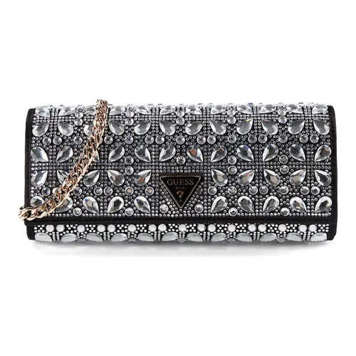 Guess Elsie Clutch Tasche 21.5 cm schwarz - Verleihen Sie Ihrem Outfit mit der Guess Elsie Clutch einen Hauch von Eleganz. Mit praktischem Schulterband und zusätzlicher Innentasche ist sie perfekt für jeden Anlass. Der Magnetverschluss sorgt für Sicherheit und das strapazierfähige Material glänzt stilvoll.