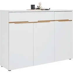XORA Kommode MEMPHIS – Elegante Aufbewahrungslösung - Die XORA Kommode MEMPHIS überzeugt mit ihrem modernen Design in Weiß und bietet praktischen Stauraum durch drei Türen und eine zusätzliche Schublade. Ideal für jeden Raum!