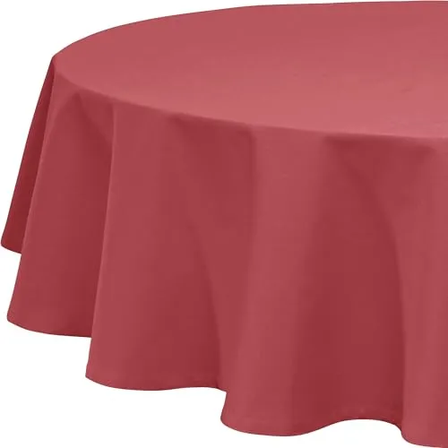 REDBEST Tischdecke Tulsa Baumwolle Burgund 160 cm Ø - Elegante Tischdecke aus 100% Baumwolle in Burgunderrot. Pflegeleicht bei 40° waschbar, ideal für festliche Anlässe oder den täglichen Gebrauch.