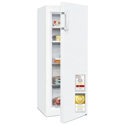 exquisit Gefrierschrank GS5231-NF-H-040C - Tiefkühler mit NoFrost-Technologie, 143 cm hoch und 164 l Volumen, für müheloses Einfrieren ohne Eisbildung und optimalen Komfort.