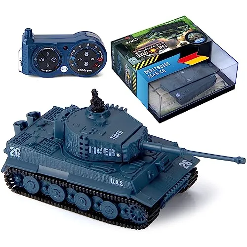 Ferngesteuerter Mini RC Panzer German Tiger I - Modellbau R/C Battletank - App- & Ferngesteuerte gepanzerte Kampffahrzeuge mit realistischer Schusssimulation, Soundeffekten und drehbarem Geschützturm für höchsten Spielspaß.