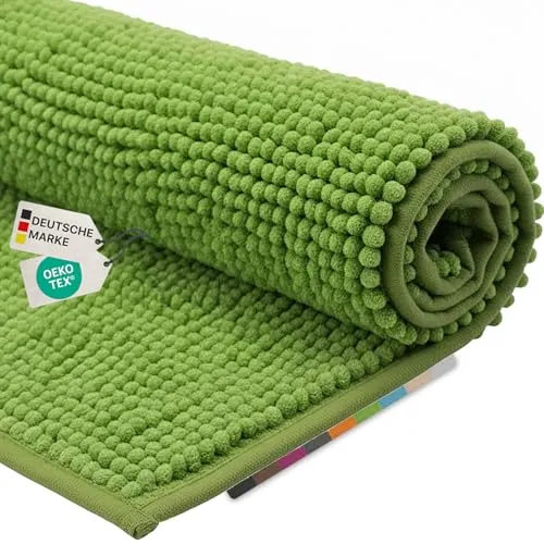 NYVI Badematte NYVISpa Chenille XXL 70x120 cm Grün - Rutschfest und Saugfähig - Badematten & Badteppiche - Die rutschfeste NYVI Badematte bietet ein angenehmes Gefühl unter den Füßen, ist schnelltrocknend und pflegeleicht für täglichen Komfort.