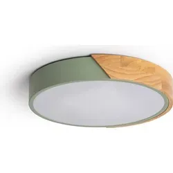 LEDKIA LIGHTING - LED-Deckenleuchte 18W, CCT Wählbar, Rund, Grün, Holz - Lampen mit 18W und einstellbarer Farbtemperatur (2700K-6500K) für perfekte Beleuchtung in jedem Raum; energieeffizient und mit stilvollem Holzdesign für eine warme Atmosphäre.