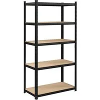 Songmics Lagerregal 40 cm x 90 cm x 180 cm Schwarz - Robustes Stahlgestell - Regal & Regalböden, bis zu 875 kg belastbar mit verstellbaren Ablagen für flexible Nutzung und stabiler Wandmontage.