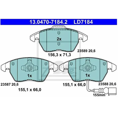 ATE Bremsbelagsatz 13.0470-7184.2, Vorne, Keramik - Bremsbeläge, Hersteller ATE, aus hochwertigem Keramikmaterial für leises und staubfreies Bremsen, ideal für sichere Fahrten.