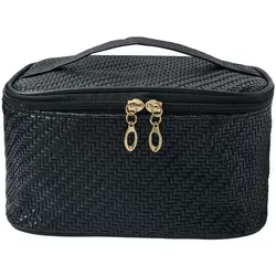 Clayre & Eef Damenkulturtasche 21x15x14 cm Schwarz Polyester - Schwarz
