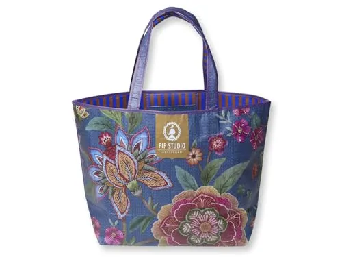 Pip Studio Bombay Strandtasche blau 60x40cm - Die Pip Studio Bombay Strandtasche in Blau bietet mit ihren 60 x 40 cm viel Platz. Ihr dekoratives Design sorgt für einen sommerlichen Look – perfekt für Strand, Pool oder Einkauf.