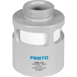 FESTO Schalldämpfer UOS-1-LF 10 bar - Kompakter Schalldämpfer aus Aluminium-Knetlegierung, ideal zur Geräuschminderung und Vermeidung von Verschmutzung an Pneumatikanschlüssen.