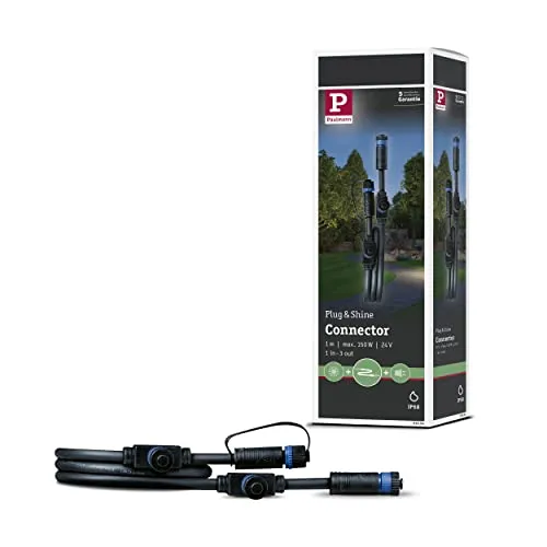 Paulmann 93994 Outdoor Plug & Shine Connector 1m 1in-3out IP68 2x1,5qmm² 93994 Verlängerungskabel Verbindungskabel Aussenbeleuchtung Gartenbeleuchtung