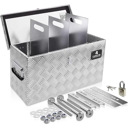CARGO VA Wasserfeste Deichselbox - Universalzubehör für Anhängerkupplungen - Robuste, rostfreie Transportbox mit abschließbarem Mechanismus und flexibler Aufbewahrung dank herausnehmbarer Fächer.