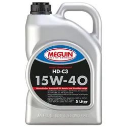 Motoröl Meguin 4728 megol HD-C3 SAE 15W-40 - 5L Kanister - Hochwertiges Mehrbereichsmotorenöl für Diesel- und Benzinmotoren, ideal für ganzjährigen Einsatz. Perfekt für Pkw, Lkw und Youngtimer. Hohe Viskosität und Schutz bei extremen Bedingungen.