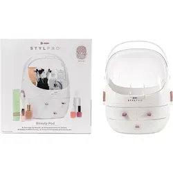 STYLPRO Beauty Storage Pod - Aufbewahrungssystem für Kosmetika mit 4 Fächern, tragbar und stilvoll. Ideal für Zuhause oder Reisen, mit transparentem Deckel zur Präsentation Ihrer Beauty-Produkte.