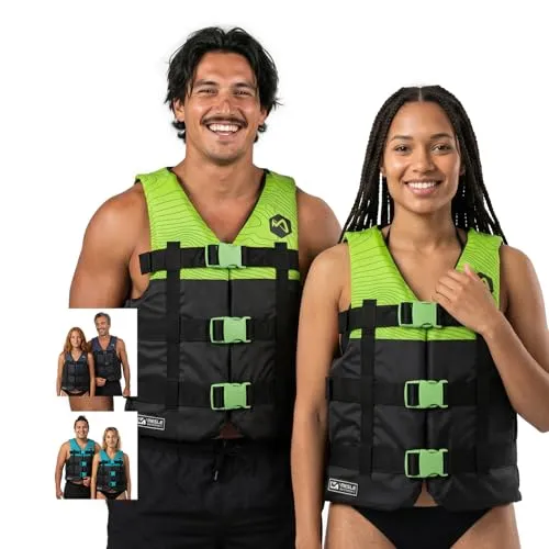 MESLE Schwimmweste H210, 2XS-4XL, Schwimmhilfe für Erwachsene & Kinder, Leichte 50N Auftriebsweste Herren & Damen, Prallschutzweste für Jetski, SUP, Wasserski, Kajak, Wakeboard