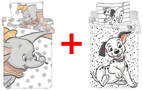Disney Dumbo & 101 Dalmatiner Kinderbettwäsche Set 100 x 135 cm - Hochwertige Kinderbettwäsche aus 100% Baumwolle mit zauberhaften Motiven von Dumbo und den 101 Dalmatinern. Ideal für süße Träume im Kinderzimmer, maschinenwaschbar und für den Trockner geeignet.