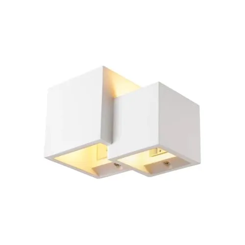 PLASTRA WL CUBES - Indoor Wandaufbauleuchte QT14 in Weiß - Lampen: Individuell gestaltbare Gipsleuchte, die sich perfekt in jedes Farbkonzept einfügt. Ideal für kreative Wohnräume!