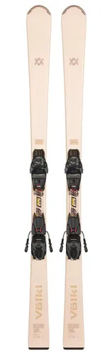 Völkl Flair Alessia + FDT TP 10 Alpin-Ski 158 cm - Vielseitiger Damen Alpin-Ski für Einsteigerinnen bis gute Skifahrerinnen. Mit ausgeglichener Taillierung und Radius für optimale Kontrolle und Fahrspaß auf der Piste. Made in Germany.