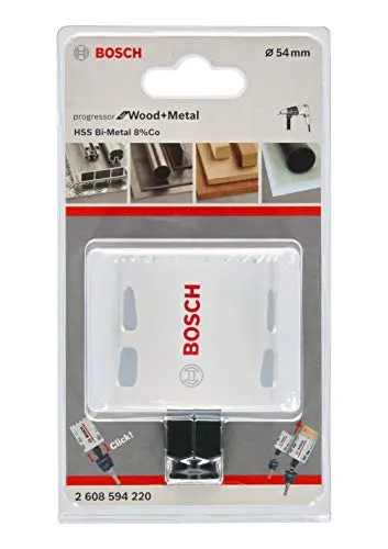 BOSCH Bimetall-Lochsäge (für Holz und Metalle, 8% Kobaltlegierung, progressive Zahnausführung, Ø 54 mm, Zubehör Bohrmaschinen)