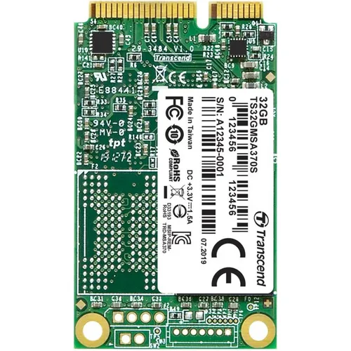 Transcend 32GB SATA III 6Gb/s MSA370S mSATA SSD - Schnelle 530MB/s Lesegeschwindigkeit, ideal für effizienten Datentransfer und zuverlässige Leistung
