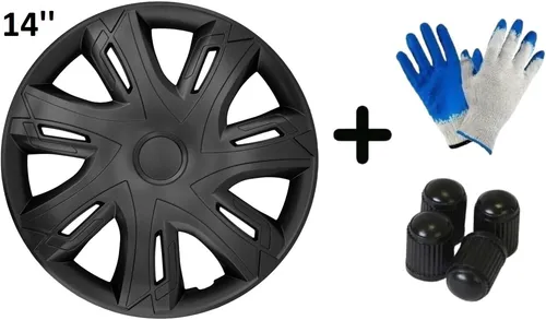 Radkappen Set 14 Zoll N-Power - Radkappen & Stahlfelgenringe, 4-teiliges Set in Silber und Schwarz, einfache Installation ohne Werkzeuge, ideal für eine ansprechende Fahrzeugoptik.