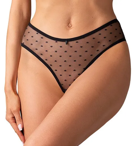 Obsessive Slip Nuites transparente Panties mit offenem Schritt gepunktet - schwarz (1-St) Stylisches Pünktchen-Design