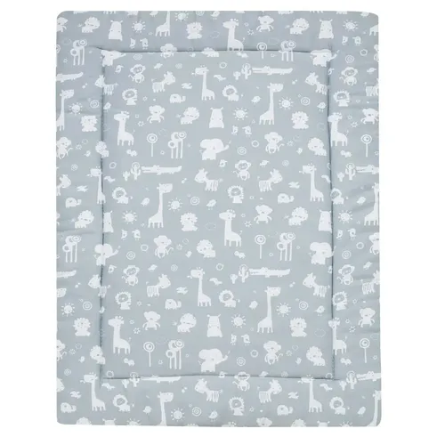 Alvi Krabbeldecke Zootiere puderblau 100x135 cm - Kuscheldecke mit süßen Zootieren, ideal für das Spielen und Krabbeln Ihres Babys, aus hochwertigem und schadstofffreiem Material.