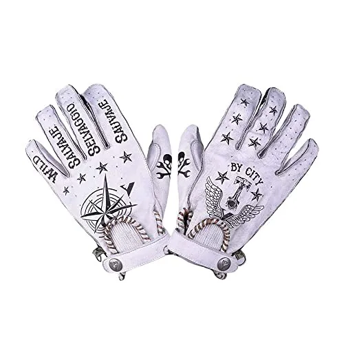 BY CITY Second Skin Tattoo Lederhandschuhe weiß XL - Sommer-Motorradhandschuhe aus hochwertigem Leder, ideal für warme Tage. Mit CE-Zertifizierung für zusätzlichen Schutz und komfortabler Touch-Funktion. Genießen Sie Sicherheit und Stil auf jeder Fahrt!