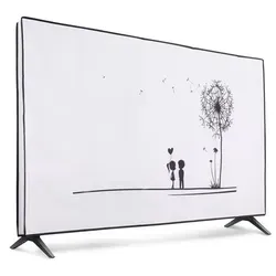 kwmobile 55" TV Hülle - Pusteblume Love Schwarz Weiß - Monitorzubehör zur Staubschutz Abdeckung für 55" Fernseher, schützt vor Staub und UV-Strahlen mit liebevollem Wildblumen-Design.