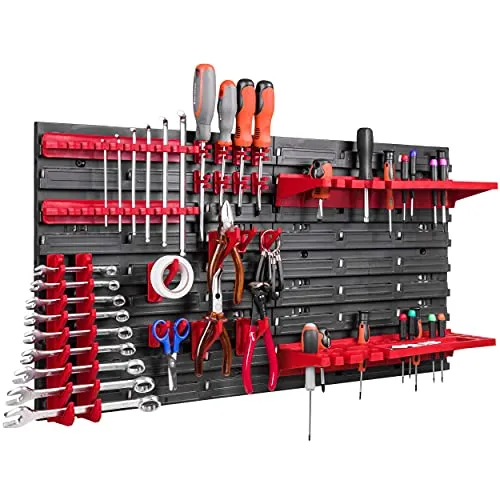 botle Lagersystem Wandregal 78x39 cm, Werkzeughalterungen, Schüttenregal Sichtlagerkästen, Extra Starke Wandplatten, Regal Erweiterbar, Werkstattregal Lagerregal Werkstattwandregal Steckregal