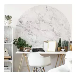 K&L Wall Art Fototapete Fototapete Marmor Stein Shabby Chic Vliestapete Rund Vintage Steinoptik, Marmoroptik Tapete weiß 2.84 m x 2.84 m